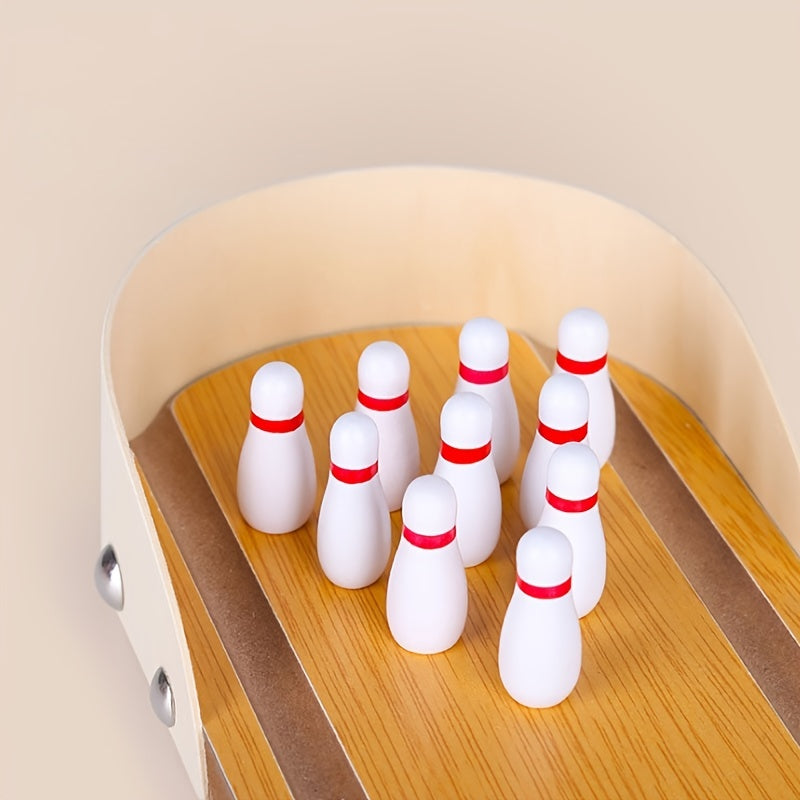 Table Top Mini Bowling Game Set-Tabletop Wooden Board Mini Arcade Desktop Tiny Bowling Shooting Alley Office Desk Stress Relief Gadgets Small Finger Toys Gag Gifts For MenWomen Kids Teens Boys - TryKid