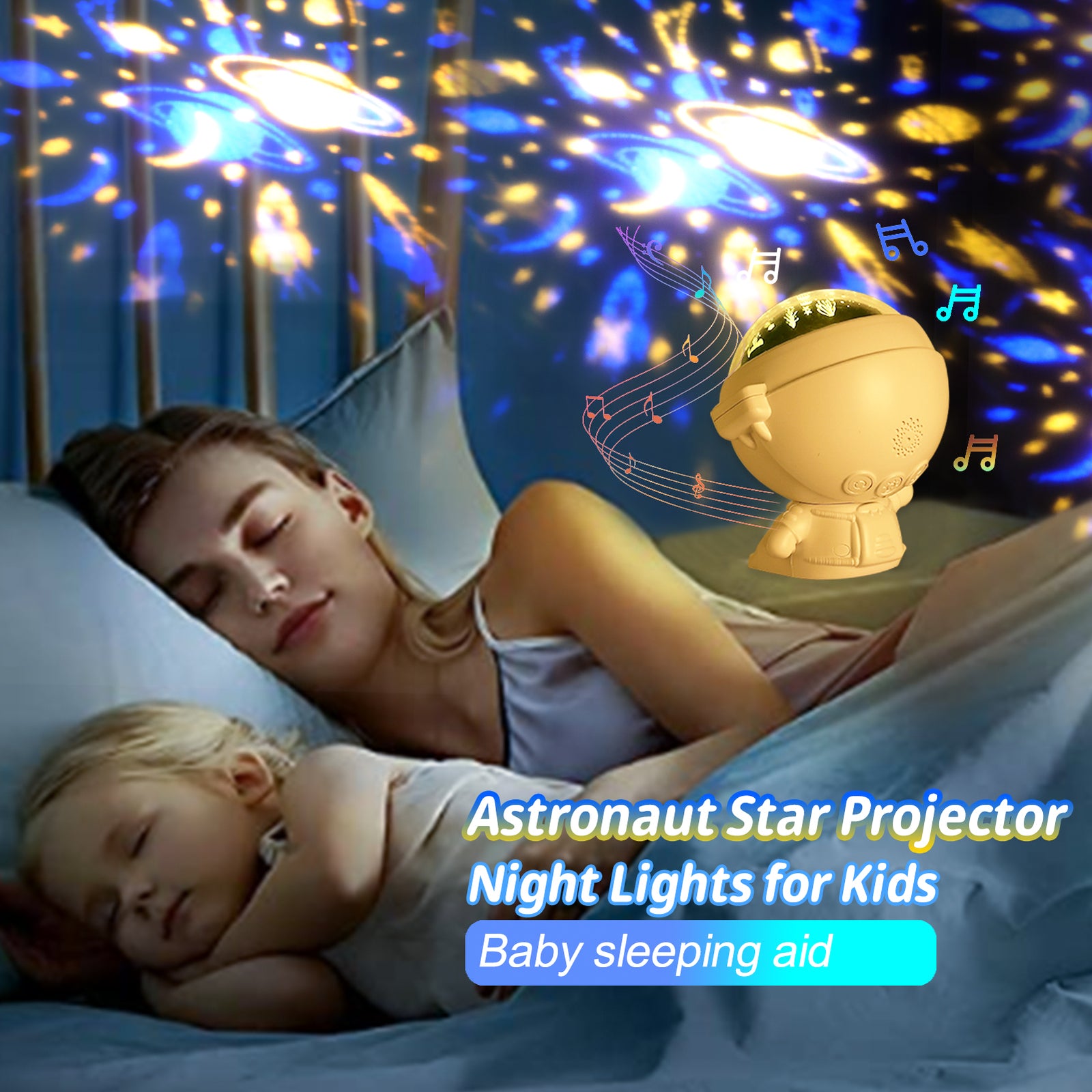 Galaxy Star Projector Starry Sky Night Light Astronaut Lamp Room Decr Gift Child Kids Baby Christmas Spaceman Projection - TryKid