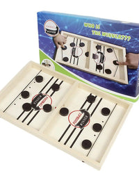 Fast Sling Puck Game,Wooden Hockey Game,Super Foosball Table,Desktop Battle Parent-Child Interaction Winner Slingshot Game,Adults And Kids Family Game Toys - TryKid

