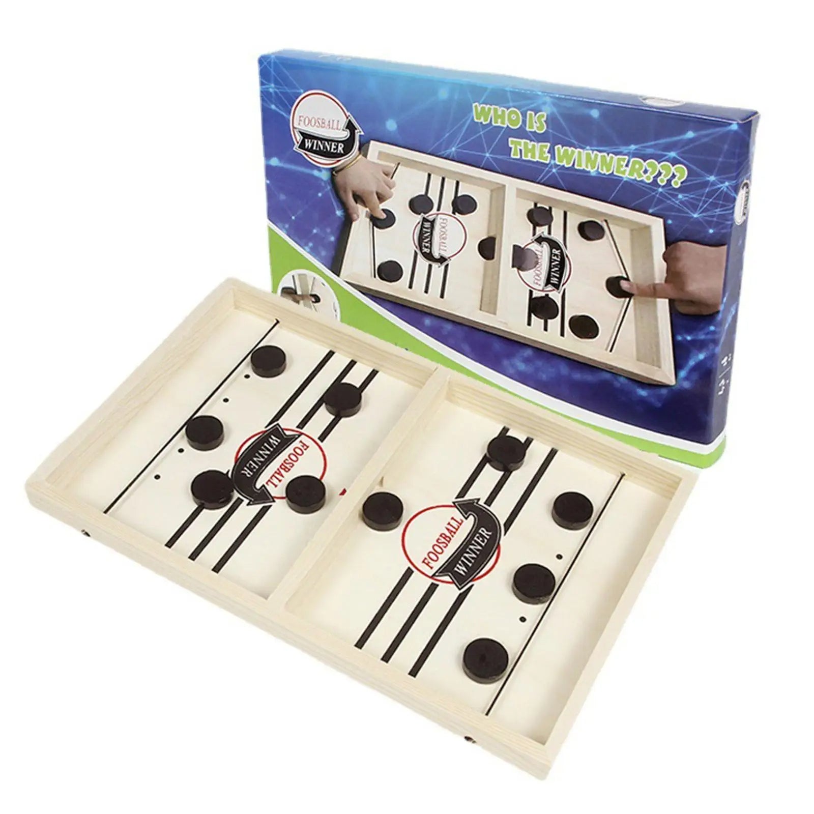 Fast Sling Puck Game,Wooden Hockey Game,Super Foosball Table,Desktop Battle Parent-Child Interaction Winner Slingshot Game,Adults And Kids Family Game Toys - TryKid