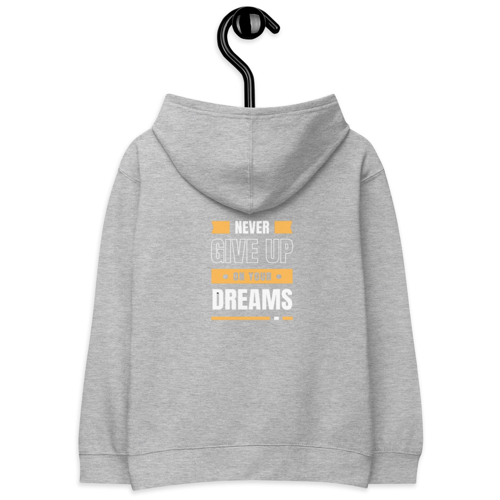 Kids fleece hoodie with trykid logo and never giveup on your dream