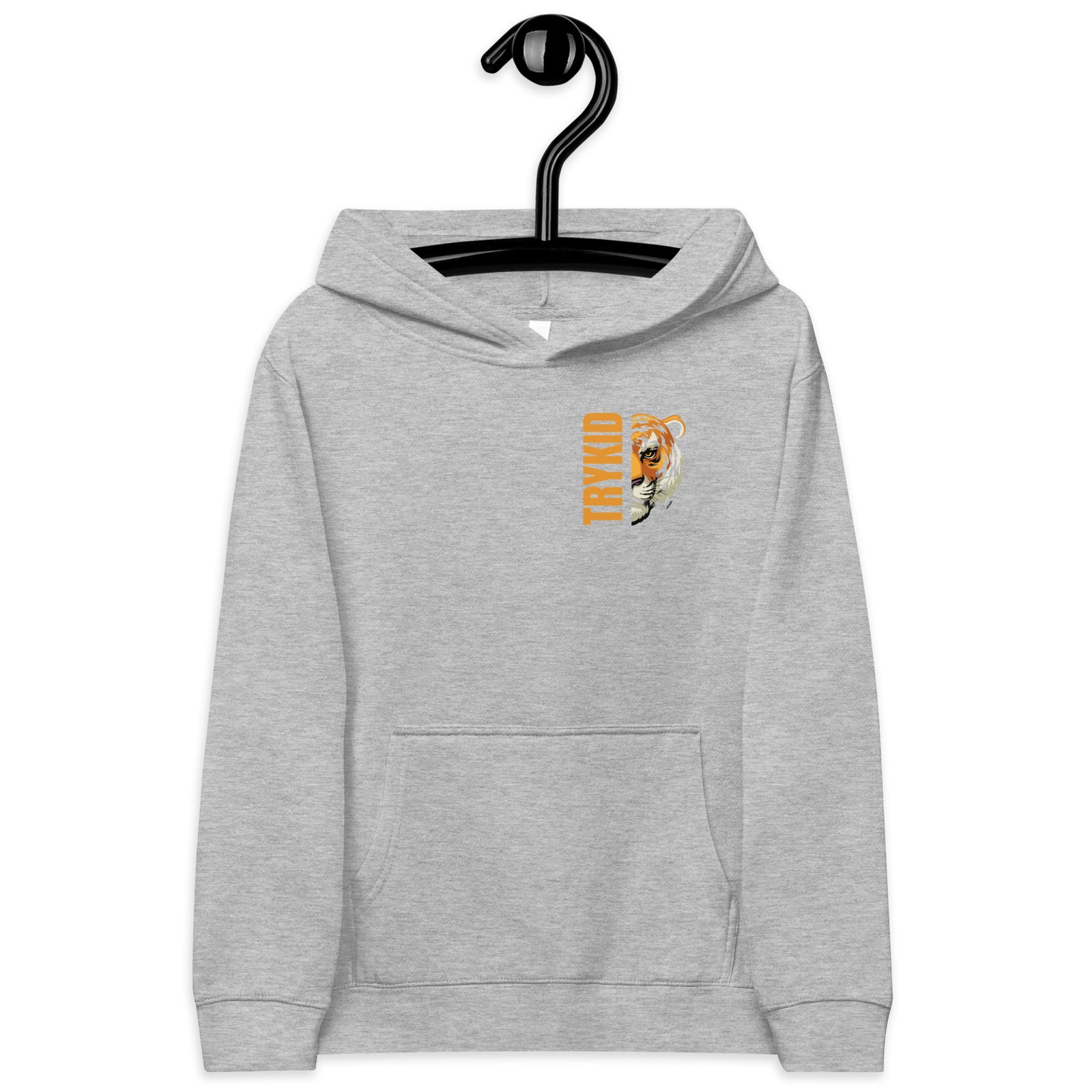 Kids fleece hoodie with trykid logo and never giveup on your dream