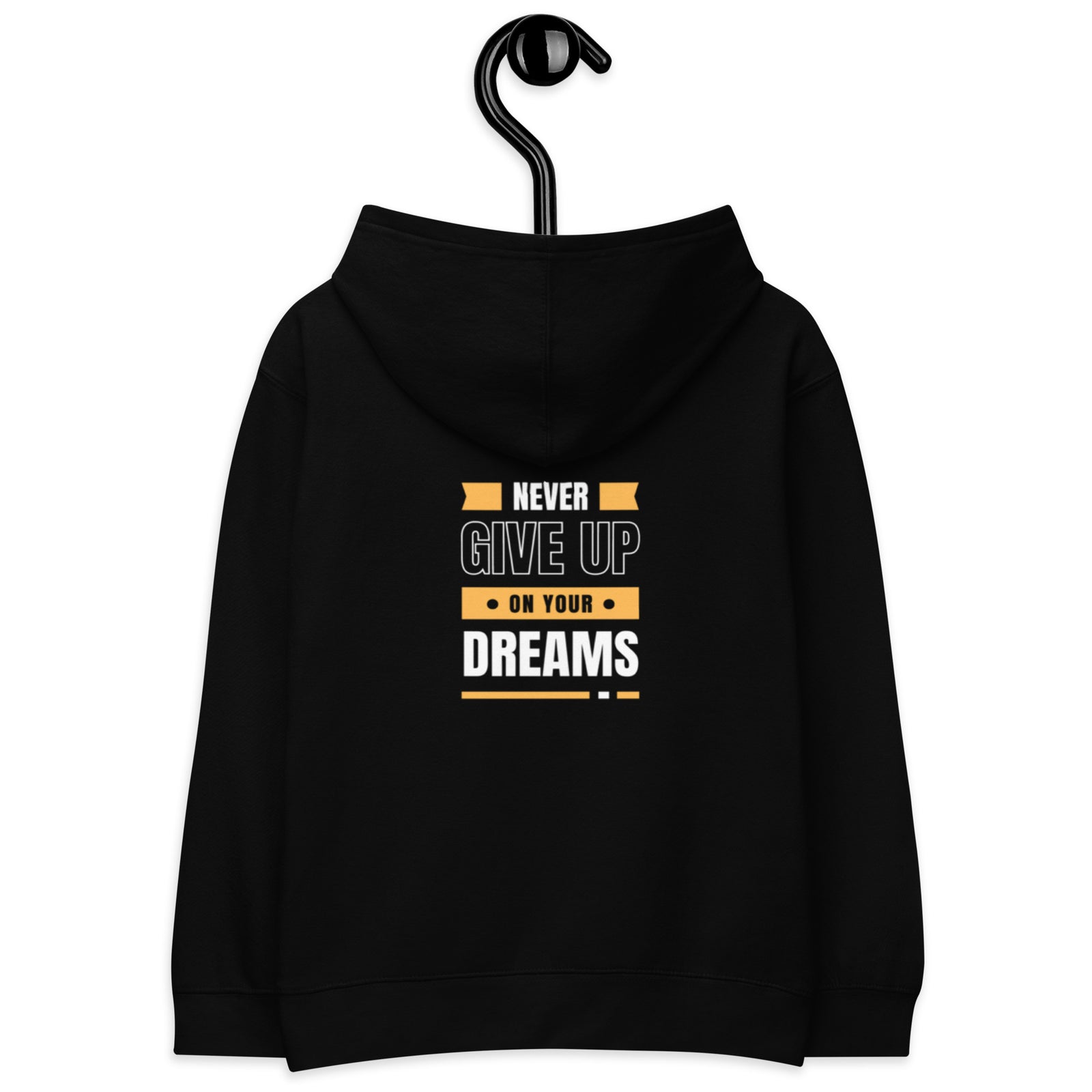 Kids fleece hoodie with trykid logo and never giveup on your dream