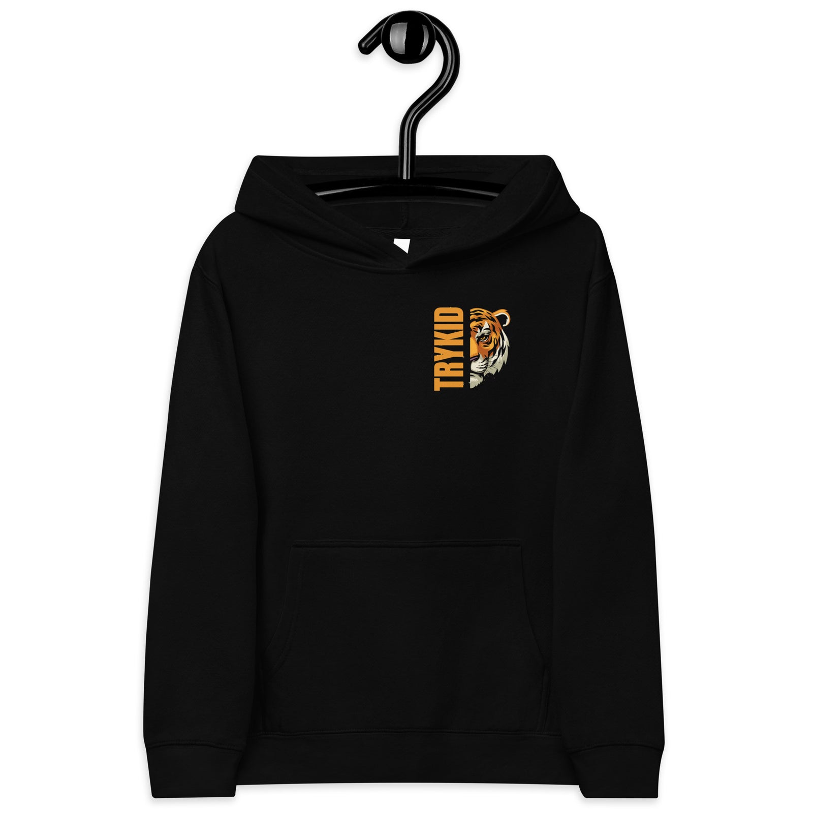 Kids fleece hoodie with trykid logo and never giveup on your dream