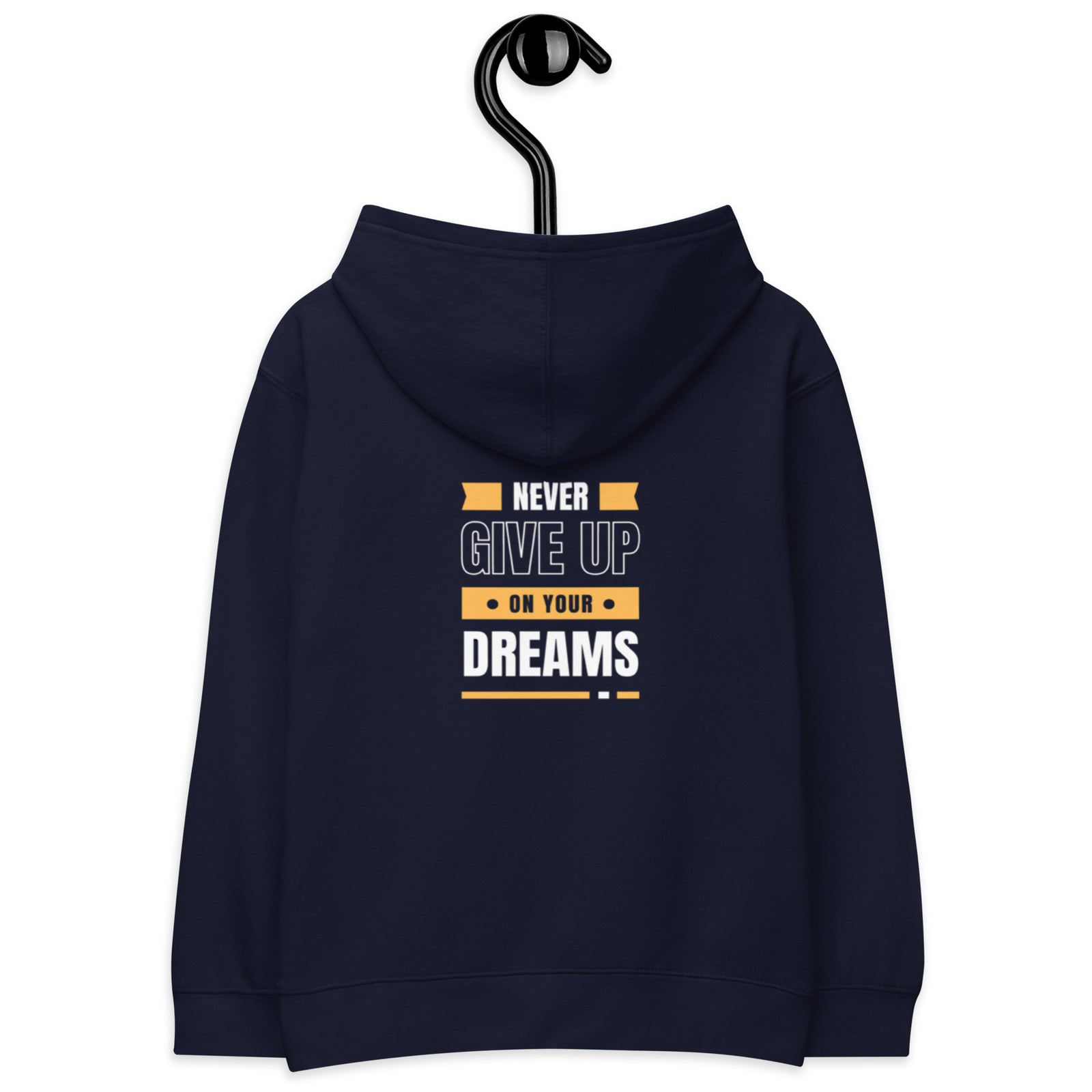 Kids fleece hoodie with trykid logo and never giveup on your dream