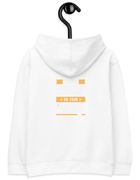 Kids fleece hoodie with trykid logo and never giveup on your dream
