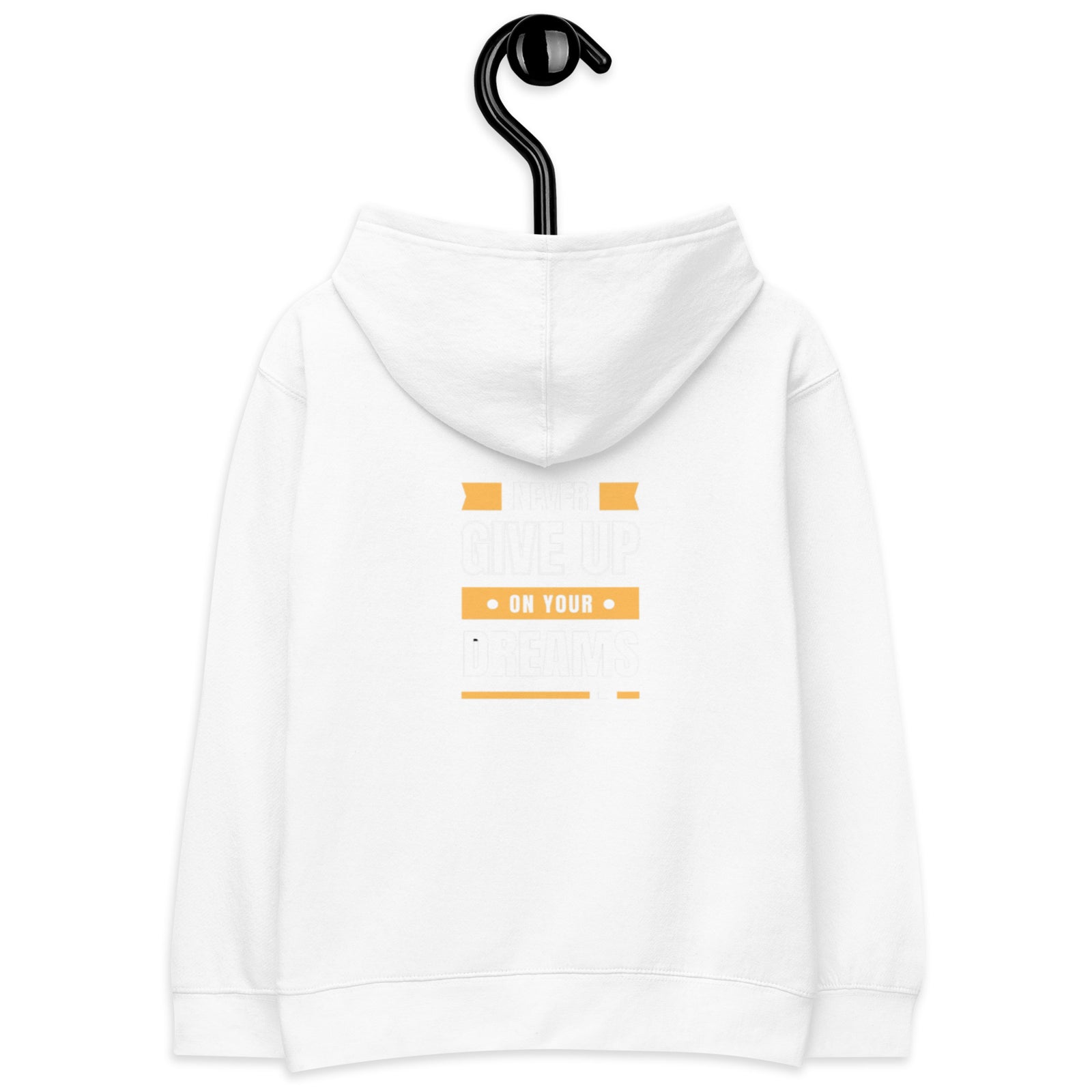 Kids fleece hoodie with trykid logo and never giveup on your dream