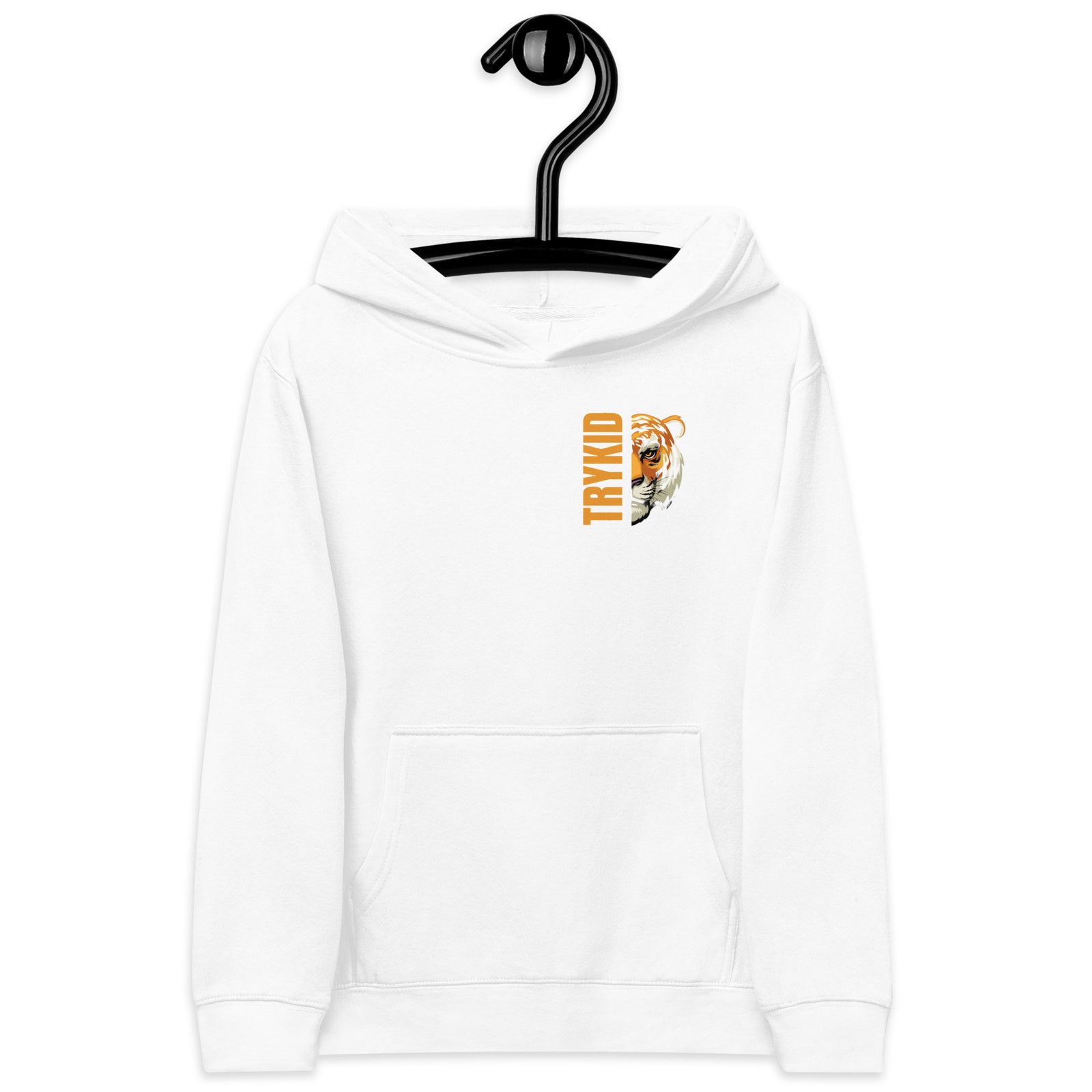 Kids fleece hoodie with trykid logo and never giveup on your dream