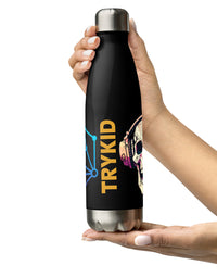 Stainless steel water bottle with skull and chemistry puzzle and TRYKID log trending and stylish
