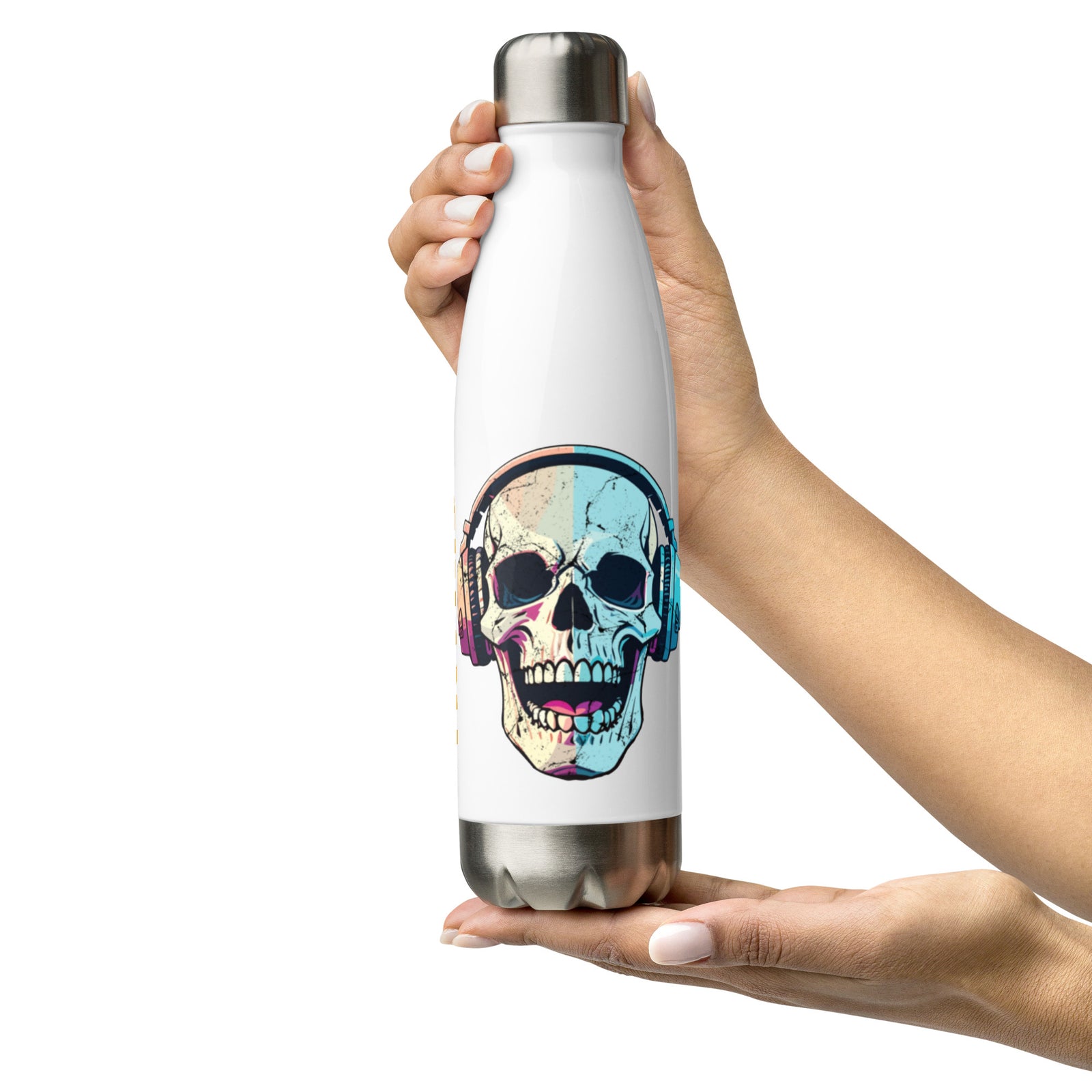 Stainless steel water bottle with skull and chemistry puzzle and TRYKID log trending and stylish